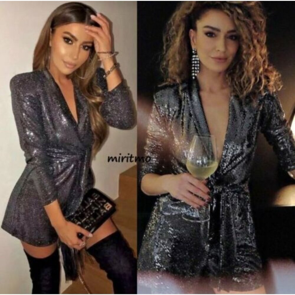 NWT Strides by Miyanna Black Sequin Mini Bodycon Dress Party Sexy Chic Size S